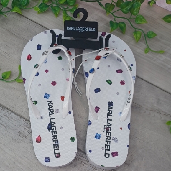 Karl Lagerfeld Flip Flops NEW - Picture 2 of 8